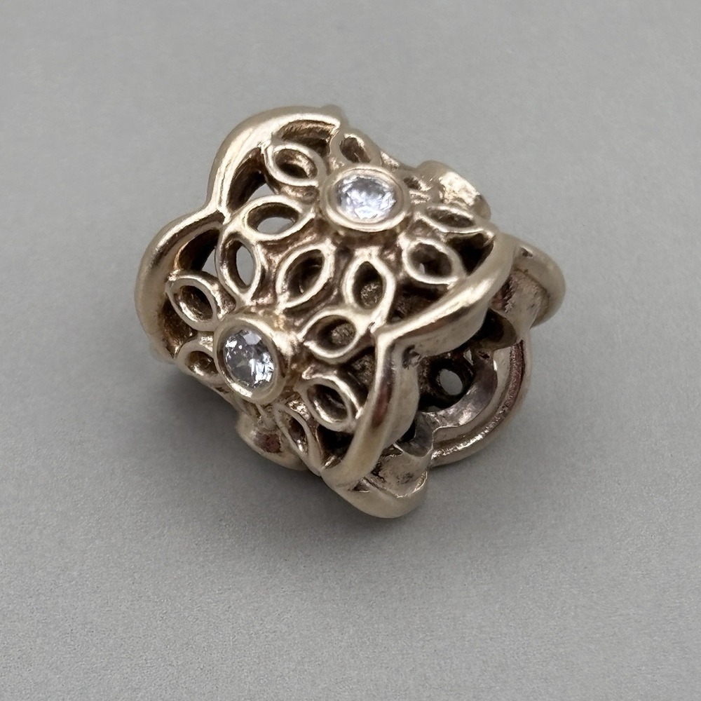 Pandora Golden Radiance Freesia 14K Gold Diamond Charm Retired - Picture 3 of 8